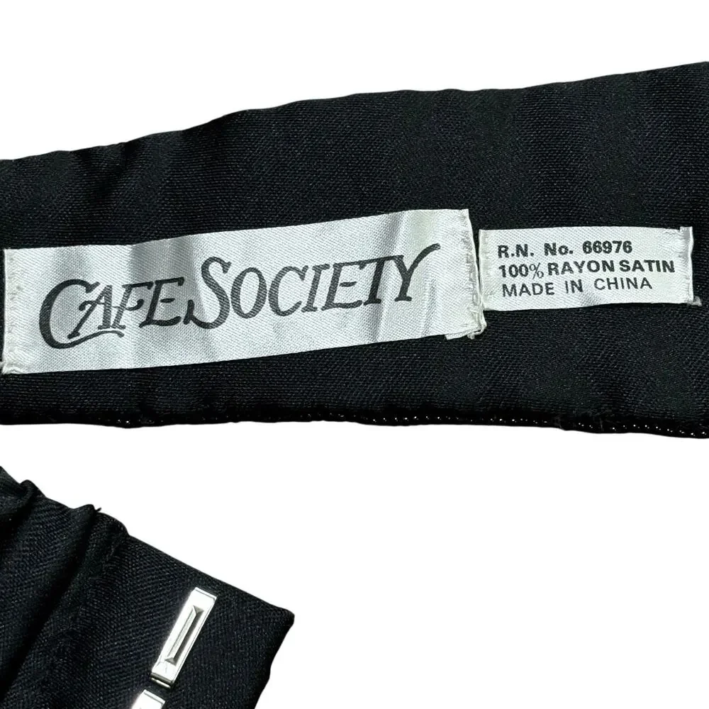 Vintage 1990's Ladies Cumberbund belt Cafe Society black satin gold silver beads